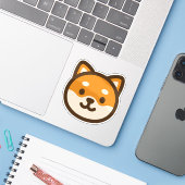 かわいい柴犬の顔 シール (ノートパソコンとiPhone)
