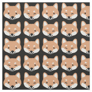 かわいい柴犬はパターンに直面します ファブリック