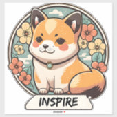 かわいい柴犬カップ シール (シート)