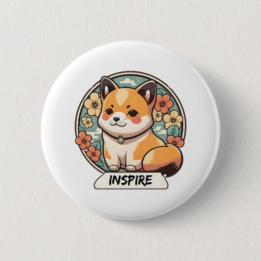 かわいい柴犬カップ 缶バッジ (正面)