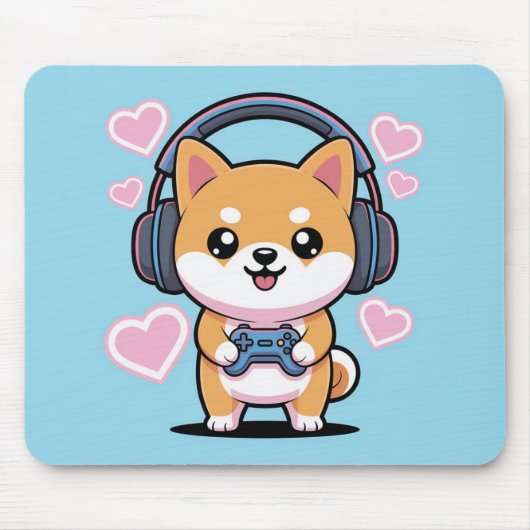 かわいい柴犬ゲーマーマウスパッド マウスパッド (正面)