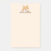 かわいい柴犬コルギドッグピーキング上名前をカスタムする ポストイット (正面)