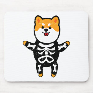 かわいい柴犬スケルトンハロウィンコスチューム 簡単 マウスパッド