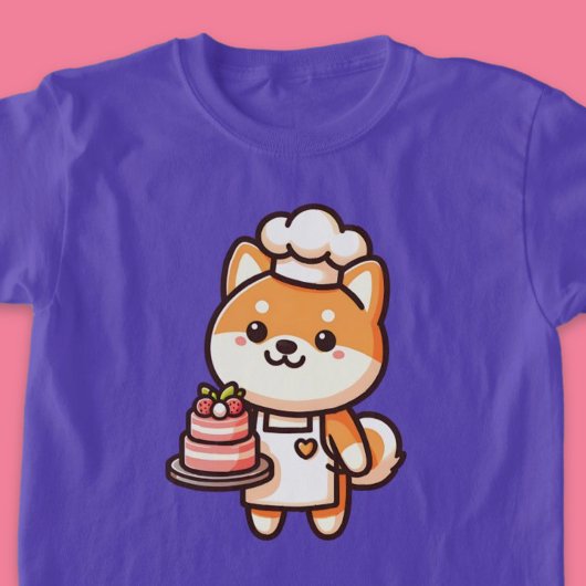 かわいい柴犬ドッグケーキベイカー Tシャツ