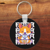 かわいい柴犬ドッグバブルティーボバアニメギフトG キーホルダー (正面)