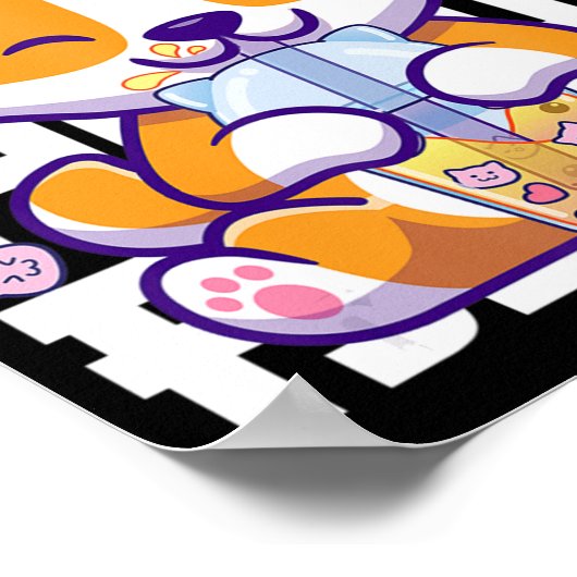 かわいい柴犬ドッグバブルティーボバアニメギフトG ポスター (角)