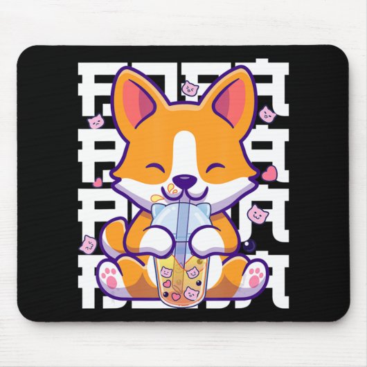 かわいい柴犬ドッグバブルティーボバアニメギフトG マウスパッド (正面)