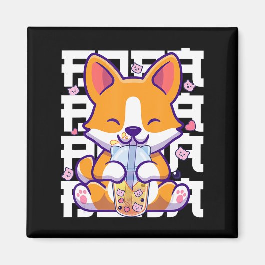 かわいい柴犬ドッグバブルティーボバアニメギフトG マグネット (正面)