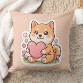 かわいい柴犬ハート柄スローピロー クッション (ブランケット)