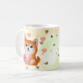 かわいい柴犬ハート |犬好き コーヒーマグカップ (正面左)