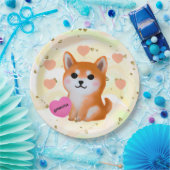 かわいい柴犬ハート |犬好き ペーパープレート (パーティー)