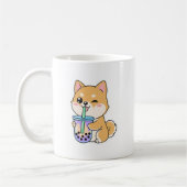 かわいい柴犬ボバ 🐶🧋 – かわいいタピオカドッグ コーヒーマグカップ (左)