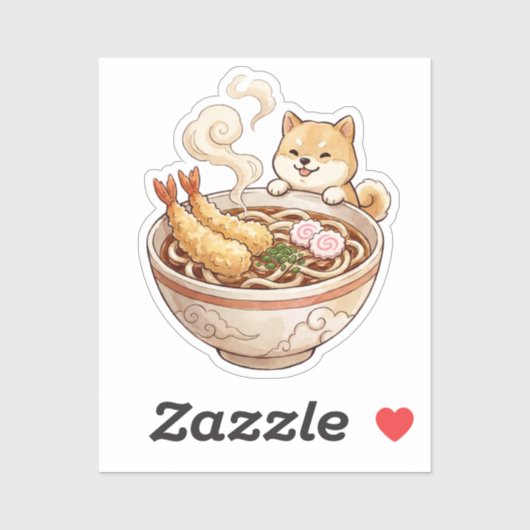 かわいい柴犬ラーメン - 麺と戯れる犬 シール (シート)