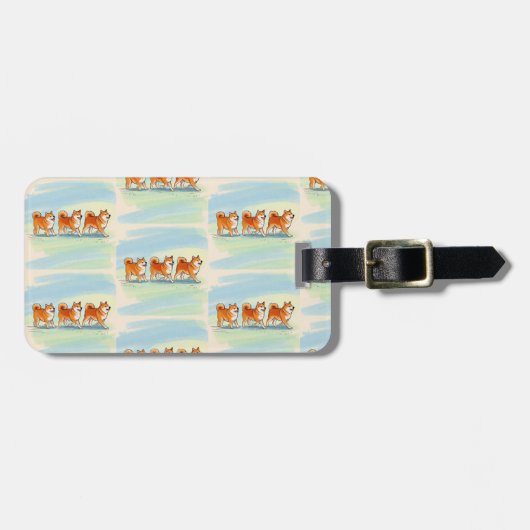 かわいい柴犬歩くのラゲッジタグ ラゲッジタグ (正面横)