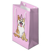 かわいい柴犬犬のパーティーの帽子のスケッチのギフトバッグ スモールペーパーバッグ (正面アングル)