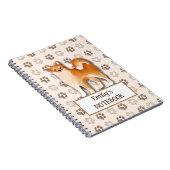 かわいい柴犬犬の足跡のカスタマイズ可能な名前 ノートブック (右側)