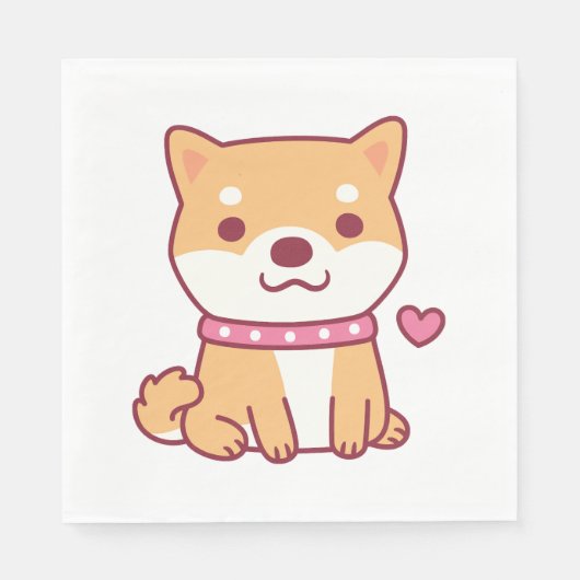かわいい柴犬犬 スタンダードランチョンナプキン (正面)