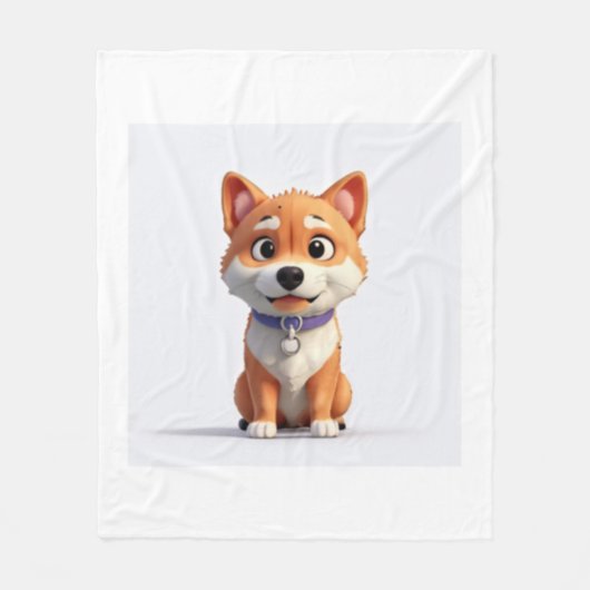 かわいい柴犬 フリースブランケット (正面)