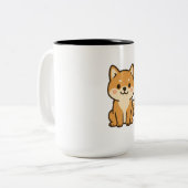 かわいい柴犬 – 愛らしいキャラクターの仔犬 ツートーンマグカップ (正面左)