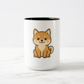 かわいい柴犬 – 愛らしいキャラクターの仔犬 ツートーンマグカップ (中央)