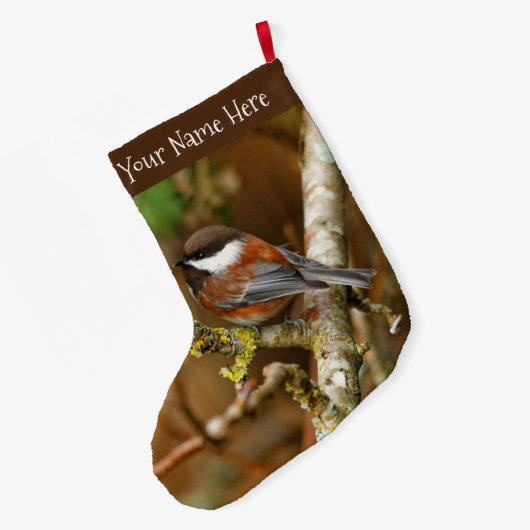 かわいい栗の裏の《鳥》アメリカゴガラソンバード ラージクリスマスストッキング (裏面 (吊り時))