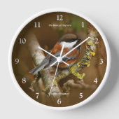 かわいい栗の裏の《鳥》アメリカゴガラ松の木 壁時計 (正面)