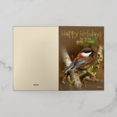 かわいい栗の裏《鳥》アメリカゴガラクリスマスホリデー 箔シーズンカード (外側レイダウン)