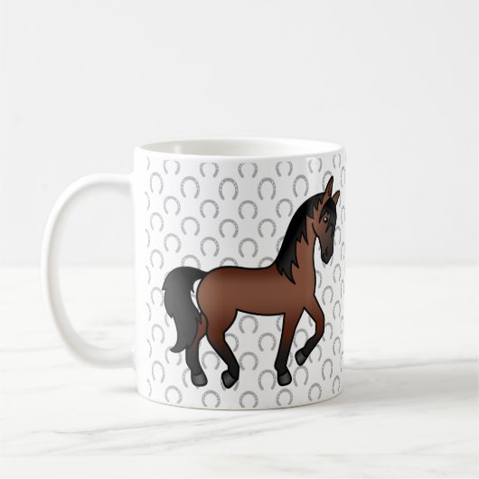 かわいい栗毛のキャラクター馬 コーヒーマグカップ (左)