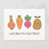 かわいい根お互いの野菜のパ前向きン ポストカード (正面)