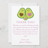 かわいい格子のアボカドの女の子のベビーシャワー サンキューカード (正面)
