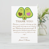 かわいい格子柄のアボカ男女兼用ドのベビーシャワー サンキューカード (スタンド正面)