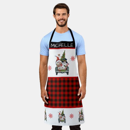 かわいい格言がクリスマスツリーを持ち帰る エプロン (着用した状態)