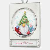 かわいい格言とギフトクリスマスオーナメント シルバープレートバナーオーナメント (左)