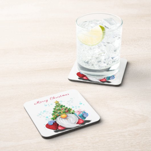 かわいい格言とクリスマスツリーハット&ギフト – おもしろい  コースター (右側)