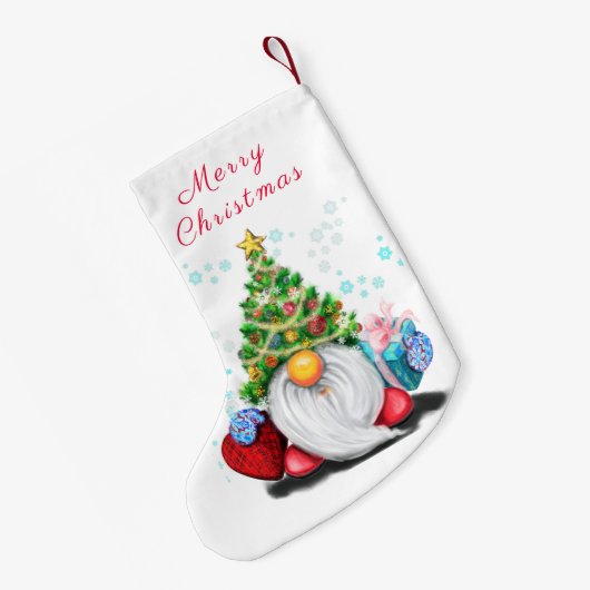 かわいい格言とクリスマスツリーハット&ギフト – おもしろい  スモールクリスマスストッキング (裏面 (吊り時))