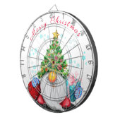 かわいい格言とクリスマスツリーハット&ギフト – おもしろい  ダーツボード (正面右)