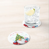 かわいい格言とクリスマスツリーハット&ギフト – おもしろい  ラウンドペーパーコースター (インサイチュ)