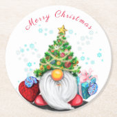 かわいい格言とクリスマスツリーハット&ギフト – おもしろい  ラウンドペーパーコースター (正面)