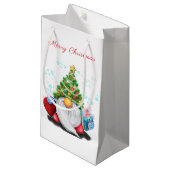 かわいい格言とクリスマスツリーハット&ギフト スモールペーパーバッグ (正面アングル)