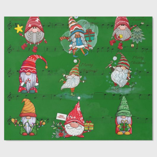 かわいい格言とクリスマスミュージック ラッピングペーパー (フラット)