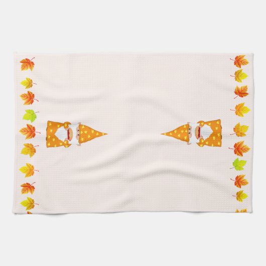 かわいい格言と紅葉ズオンベージュ キッチンタオル (横)