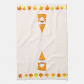 かわいい格言と紅葉ズオンベージュ キッチンタオル (縦)