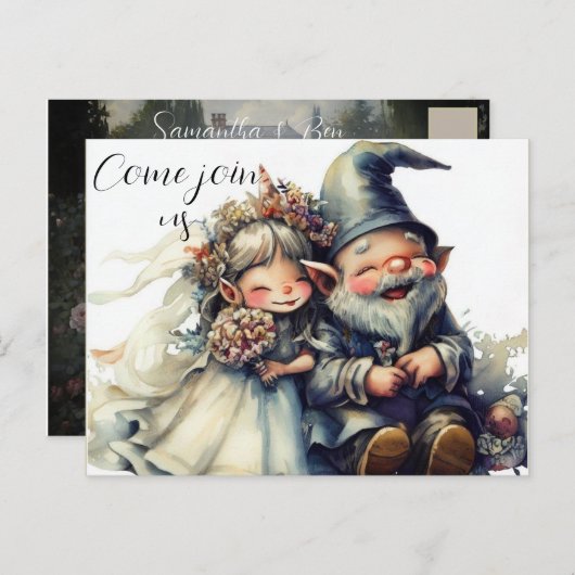 かわいい格言と結婚 案内ポストカード (正面/裏面)