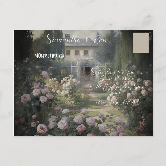 かわいい格言と結婚 案内ポストカード (裏面)