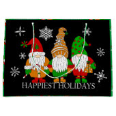 かわいい格言と雪の結晶クリスマスホリデー ラージペーパーバッグ (正面)