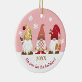 かわいい格言のための休日ピンク赤金ゴールド セラミックオーナメント (右)