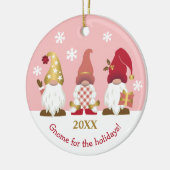 かわいい格言のための休日ピンク赤金ゴールド セラミックオーナメント (左)