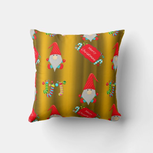 かわいい格言のクリスマス金ゴールド クッション (裏面)