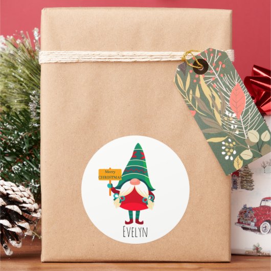 かわいい格言のホールディングプラカード（あいさつ付き） ラウンドシール (クリスマス)