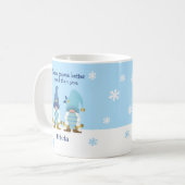 かわいい格言よりよい友人ブルー金ゴールドホワイト コーヒーマグカップ (正面左)